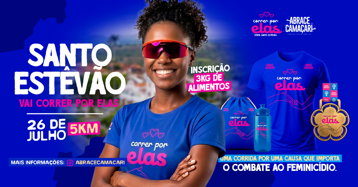 Corrida Correr Por Elas acontece neste domingo em Santo Estêvão e deve reunir mais de 2 mil participantes
